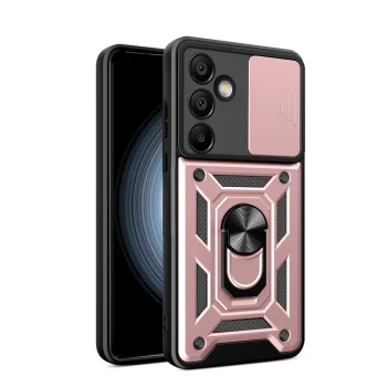Hurtel Samsung Galaxy A56 vāciņš Hybrid Armor Camshield ar statīvu, rozā