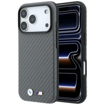 BMW M Carbon Metal Logo MagSafe vāciņš priekš iPhone 17/18 Pro Max, pelēks