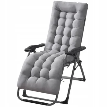 Stepēts Spilvens Paliktnis Dārza Atpūtas Krēslam Šezlongam Zvilnim, Pelēks | Garden Lounger Pillow Folding Chair...