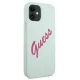 Guess iPhone 12 mini vāciņš Silicone Vintage Script, fuksijas zils