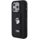 Karl Lagerfeld iPhone 15 Pro vāciņš Gripstand Saffiano Choupette Pins, melns