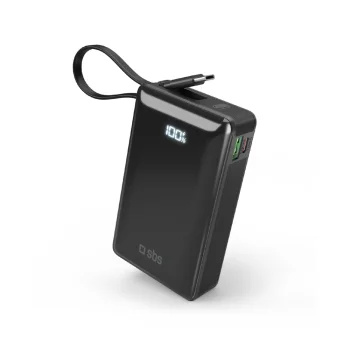 Внешний аккумулятор Sbs 20000 mAh 20W со встроенным USB-C кабелем и LCD,...