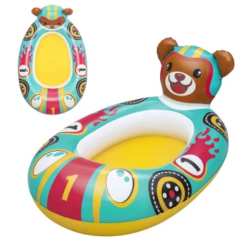 Bestway 34170-02 Kids Inflatable Boat Miś, 109 x 69 cm, Turquoise