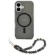 Guess iPhone 16 Case IML Glitter With Pearl Strap MagSafe, Black
