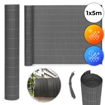 Multigarden Double-Sided Bamboo-Look Privacy Screen 100x500 cm, Anthracite