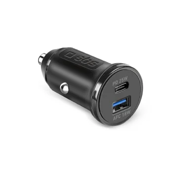 Sbs TECRPD25W automašīnas lādētājs 25W USB-A / USB-C PD, melns