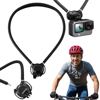 Flexible Action Camera Neck Mount 360° Rotation POV Harness, Black