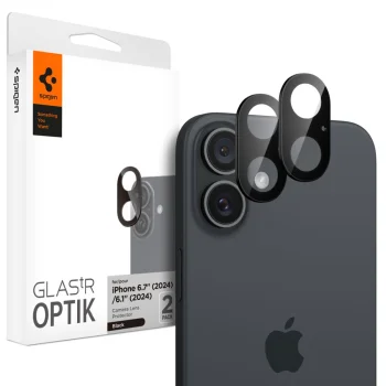 Spigen Optik Glas.Tr kameras aizsargstikls iPhone 16 / 16 Plus (2 gab.), melns