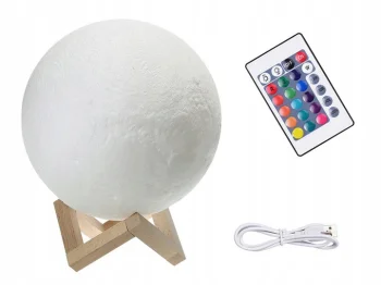 Dekoratīvā Nakts lampa 3D Mēness ar Pulti, RGB 14cm | Night LED Lamp Moon with Remote Control