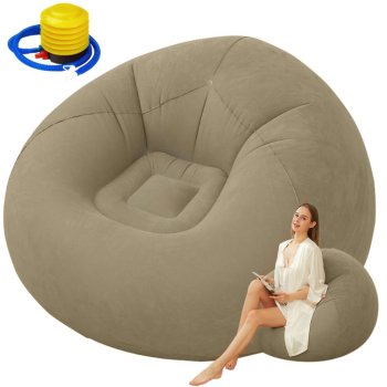 Надувное велюровое кресло-пуф для отдыха, мягкое и удобное,...