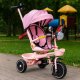 ECOTOYS bērnu trīsritenis ar grozāmu sēdekli un stumjamo rokturi, rozā