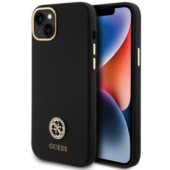 Guess Silicone Logo Strass 4G vāciņš Apple iPhone 15 Plus / 14 Plus - Melns