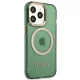 Apple iPhone 13 Pro 6.1\'\' Guess Gold Outline Translucent MagSafe Case Cover (GUHMP13LHTCMA), Green
