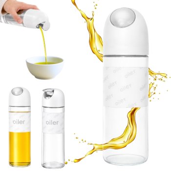 Glass Gravity Oil and Vinegar Dispenser Bottle 510ml, White