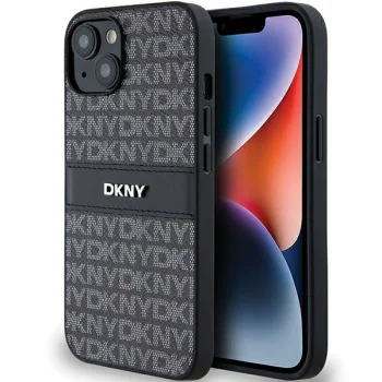 Чехол DKNY для iPhone 15 / 14 / 13 Mono Stripe & Metal Logo, черный
