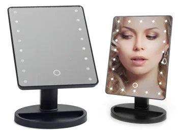 Большое косметическое зеркало с подсветкой 16 LED, Черное