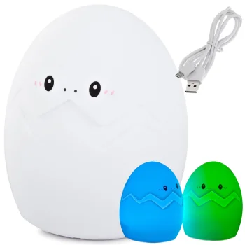 Bērnu LED naktslampiņa Ola, RGB, silikona, USB, balta