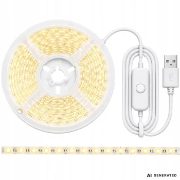 5m USB LED Strip Cold White 5V with Switch