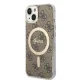 Apple iPhone 14 Plus 6.7\" Guess 4G Print MagSafe Case Cover (GUBPP14MH4EACSW) + Charger, Brown | Telefona Maciņš...