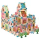 Bērnu Rotaļu Spēļu Leļļu Koka Māja - Konstruktors ar Aksesuāriem, 268 detaļas | Wooden Building Blocks Doll...