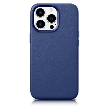 Кожаный чехол iCarer для iPhone 14 Pro Max, натуральная кожа, синий...