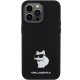Karl Lagerfeld iPhone 15 Pro Max vāciņš Silicone Choupette Metal Pin, melns