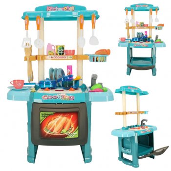 Bērnu Virtuve Rotaļu Virtuves Iekārtas Komplekts ar Piederumiem, 70cm | Kids Toy Kitchen With Accessories