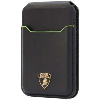 Lamborghini D1 dabīgās ādas MagSafe karšu maciņš ar statīvu, zaļš