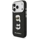 Чехол для iPhone 17 Pro Karl Lagerfeld FW Grained Karl & Choupette Heads Pins & Logo — черный