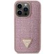 Guess iPhone 14 Pro vāciņš Rhinestone Triangle, rozā