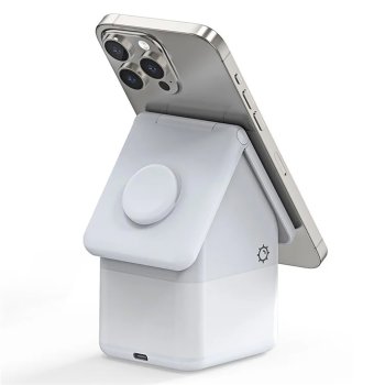 Duzzona W20 15W 4-in-1 induktīvā lādētāja stacija iPhone / AirPods / Apple Watch ar naktslampu – balta