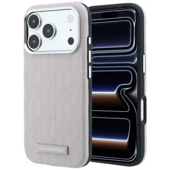 Чехол Karl Lagerfeld Grained Mono Resin Logo MagSafe для iPhone 17 Pro / 18 Pro, розовый