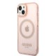 Guess iPhone 14 vāciņš Gold Outline Magsafe Rozā zelts