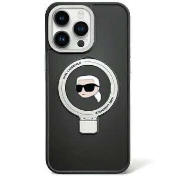 Karl Lagerfeld iPhone 15 Pro Max Case Ring Stand Karl Head MagSafe, Black