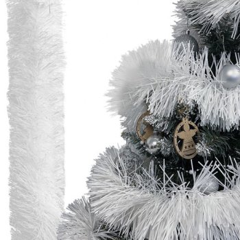 Thick Christmas Tinsel Garland 6m Ruhhy 22307, White