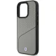 BMW iPhone 16 Pro vāciņš Sign Leather Textured and Line MagSafe, pelēks