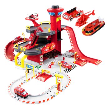 Игрушечный гараж Пожарная станция 3 уровня с лифтом машинками и...