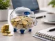 Transparent Glass Piggy Bank for Coins and Banknotes, 11x11x11 cm