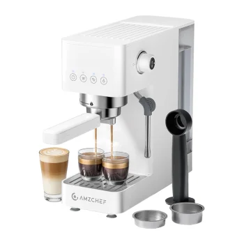 AMZCHEF CE-EM3131-WT radziņa tipa espresso kafijas automāts, balts