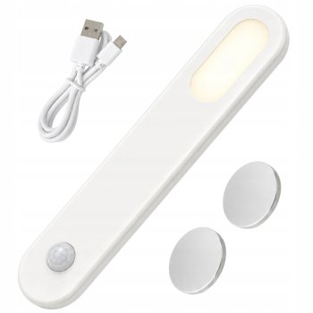 Magnētiska LED lampa ar kustību sensoru un USB, 1.5W, Balta