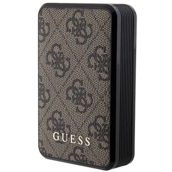 Guess Powerbank 10000mAh 18W 4G Leather Metal Logo, Brown