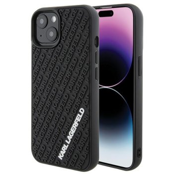 Karl Lagerfeld iPhone 15 vāciņš 3D Multi Logo, melns