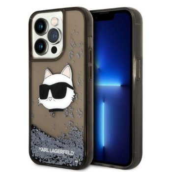Karl Lagerfeld iPhone 14 Pro Max vāciņš Glitter Choupette Head Melns