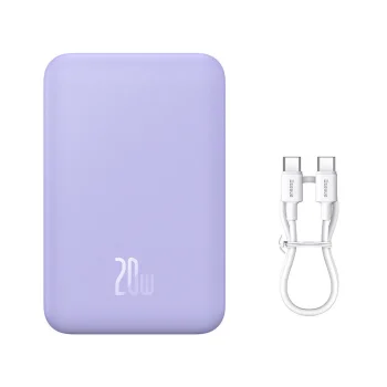 Baseus Magnetic Mini 20000 мАч 20W пауэрбанк - фиолетовый + кабель USB-C / USB-C