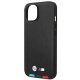 BMW iPhone 14 vāciņš Leather Stamp Tricolor, melns