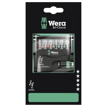 Набор бит Wera Bit-Check 12 BiTorsion 1 с держателем Rapidaptor, 12 предм.