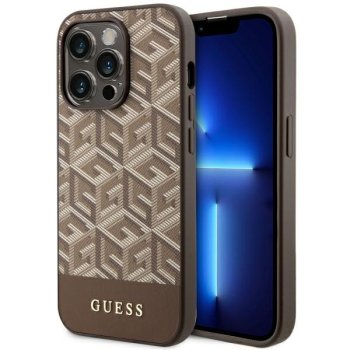 Guess iPhone 14 Pro vāciņš GCube Stripes MagSafe, brūns
