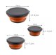 Folding Silicone Bowls with Lids, 3 Pieces, Grey-Orange