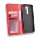 Xiaomi Redmi Note 8 Pro Vintage Style Magnetic Leather Wallet Case Cover, Red | Telefona Vāciņš Maciņš Apvalks...