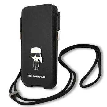 Сумка для телефона Karl Lagerfeld Saffiano Ikonik Karl 6.1'' - черная
